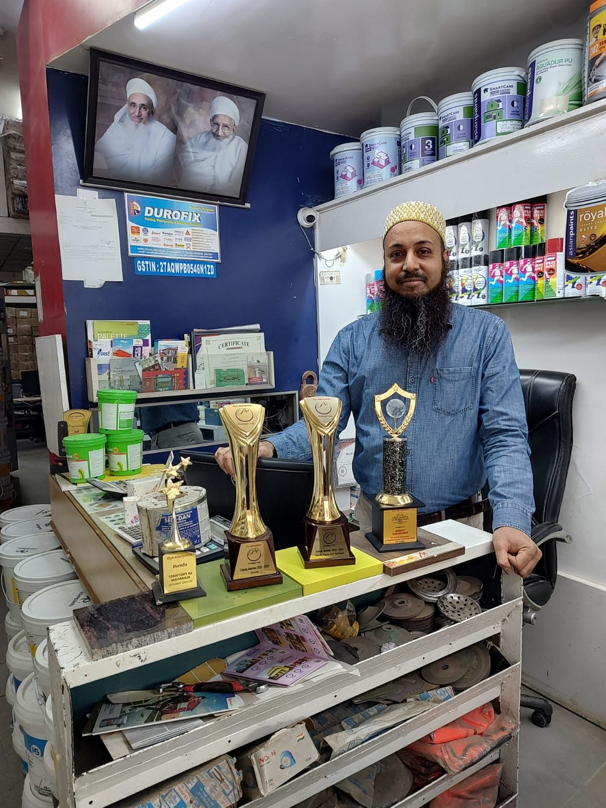 Durofix owner at the City Chowk showroom